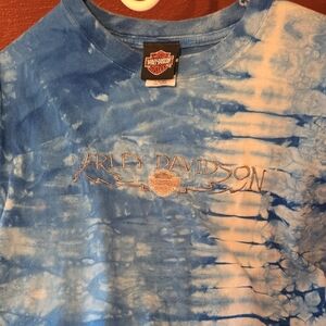 Harley-Davidson Mens Sky Blue Tie-Dye Tee